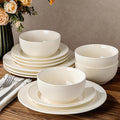 Ceramic Dinnerware Set for 4, 12-Piece Plates and Bowls Set | Lightweight by TheTerra