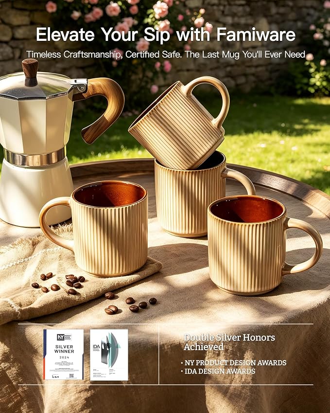 famiware Coffee Mug Set for 6, Star 12 oz Catering Mugs Cup Set - Image 5