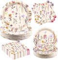 Vintage Wildflower Paper Plates Napkins party Supplies, Serve 60 | 180 Pcs by Osonm