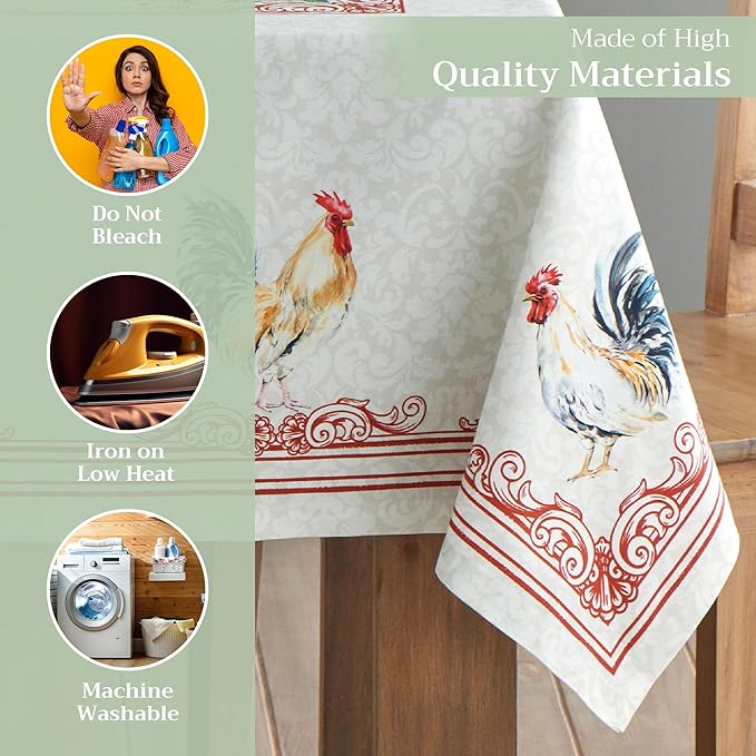 Maison d' Hermine Table Cloth Rectangle Table 100% Cotton 54 x 72 Inches Tablecloth Reusable Decorative for Dining Room Farmhouse Home Valentines Day Decorations Spring Summer - Campagne