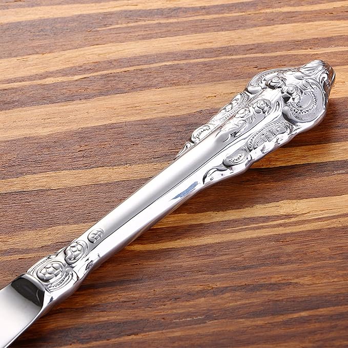 Silverware Set 18/10 Stainless Steel Flatware Sets Palace Style 40 Piece Delicate Cutlery Set for 10 Durable Home Kitchen Wedding Tableware Utensil Include Knifes Teaspoons Forks and Spoons