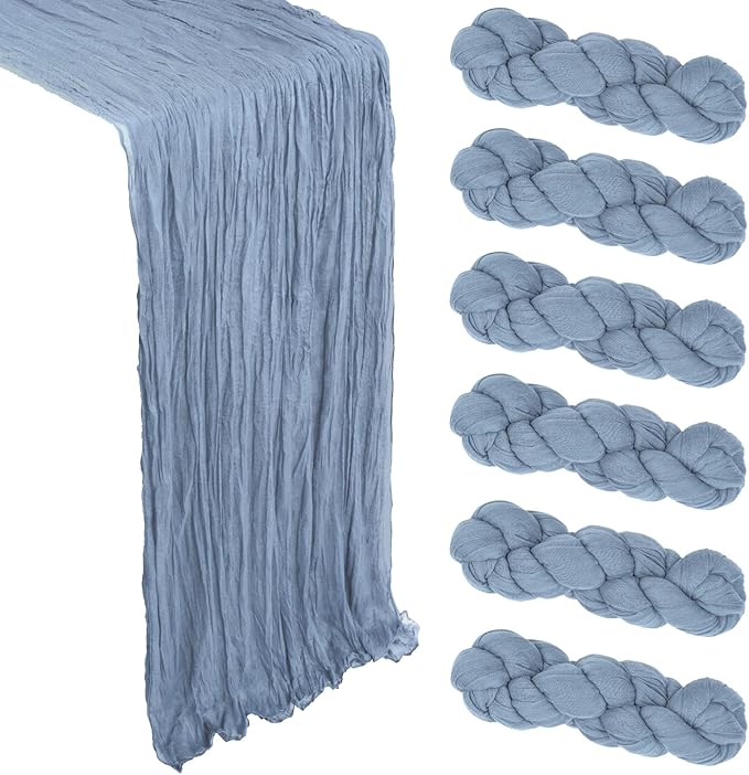 6 Pack Dusty Blue Cheesecloth Table Runner 10Ft Gauze Cheese Cloth Table Runner by Heneger