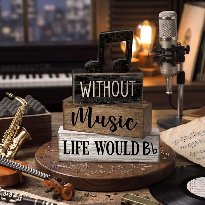 Moucuny 4 Pcs Music Notes Decor Wooden Centerpiece Musicical Party Decoration - Image 2