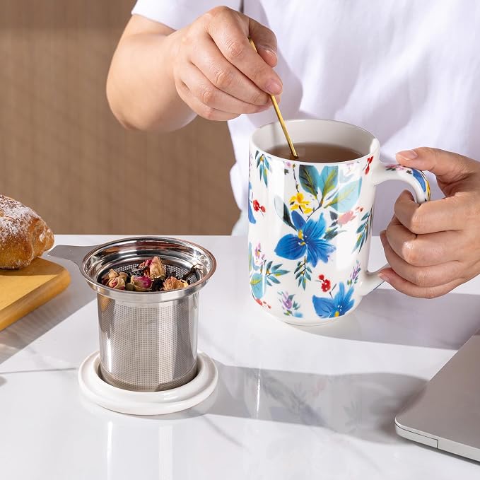 AmorArc Tea Cup With Infuser and Lid, 18oz Loose Leaf Tea Mug With Steeper | - Image 6