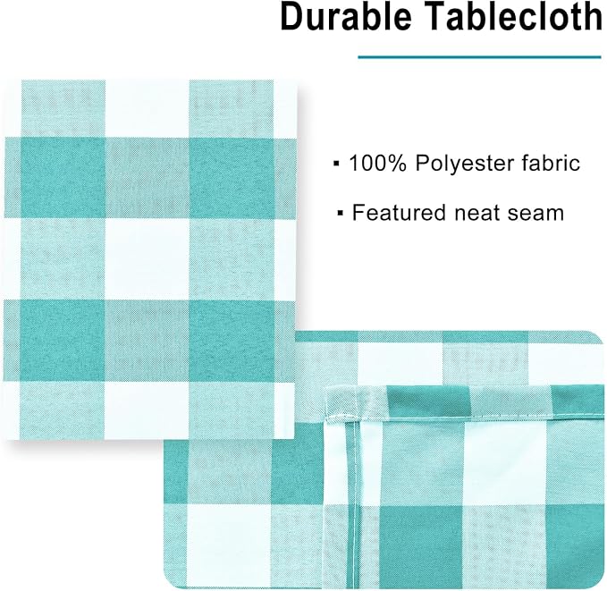 Checkered Tablecloth Rectangle, 70 x 140 Inch - Image 4