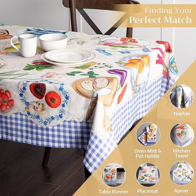 Maison d' Hermine Table Cloth Rectangle Table 100% Cotton 70 x 108 Inches Tablecloth Reusable Decorative for Dining Room Farmhouse Home Valentines Day Decorations Spring Summer - Gourmand
