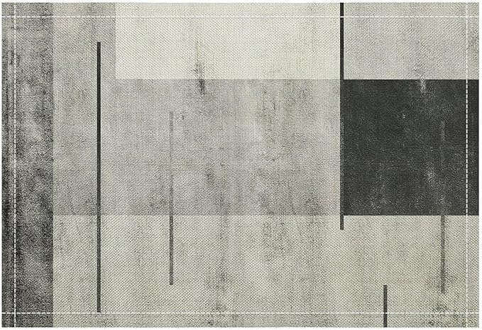 Gradient Placemat Set, Modern Minimal Black White Grey Abstract Geometric Shape Line Patchwork Pattern Home Decor Linen Table Mats for Dining Room Kitchen Party (17x12in) x6P