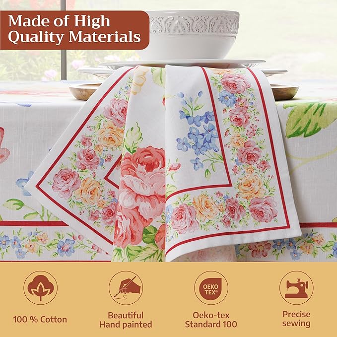 Maison d' Hermine Cloth Napkins Set of 4 100% Cotton Everyday Reusable Square Napkins Cloth Washable Dinner Party Wedding Restaurant Valentines Day Decorations Spring/Summer(Vintage Floral, 20" x 20")