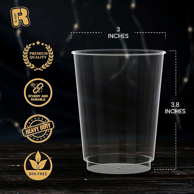 R-kay Clear Plastic Cups, 50 Pack Heavy Duty 10 OZ Disposable cups, Plastic - Image 4