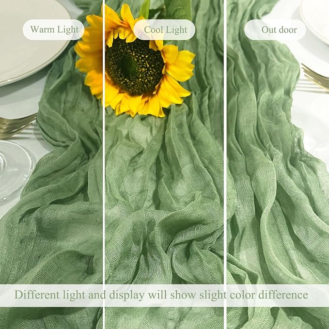 6Pack Sage Green Cheesecloth Table Runner 17x108inch Sheer Table Runner | Sage - Image 5