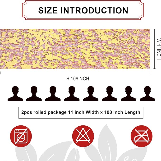 Snowkingdom 2Pcs Gold Table Runner, 11×108 Inch Red and Gold Sequin Glitter - Image 7