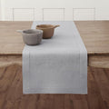Solino Home Linen Soft Grey Table Runner 90 Inches Long - 100% Pure Linen Hemstitch 14 x 90 Inch Table Runner for Dining, Spring, Easter - Classic Hemstitch