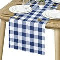 Buffalo Plaid Table Runner Navy Blue and White 14W x 60L, 1 Piece | Waterproof by Hiasan