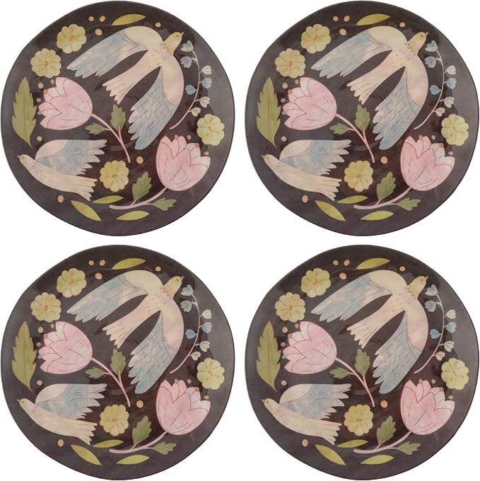 Karma, 8.75 inches Melamine Salad Plates Set of 4, Reusable Dishwasher Safe by KarmaGifts