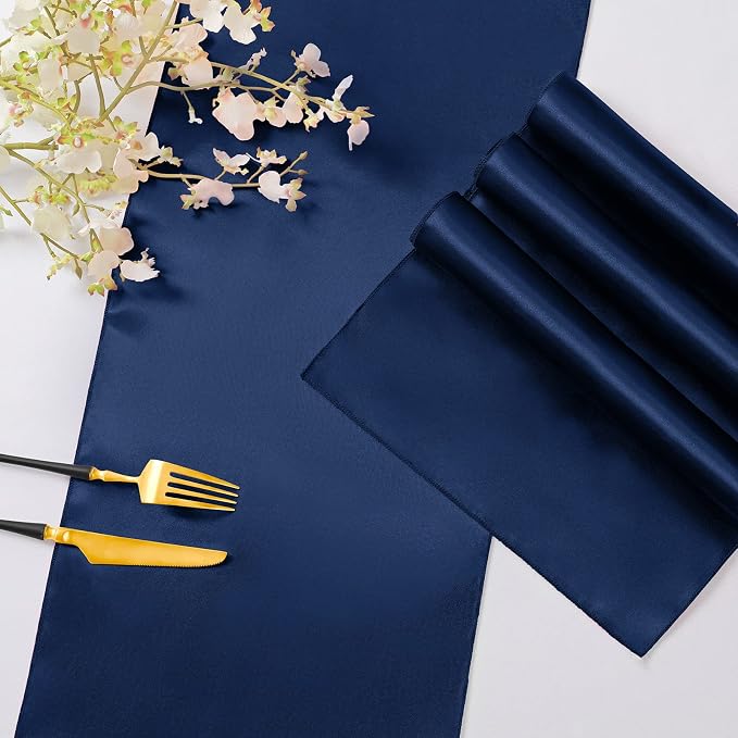 Horbaunal 24 Pack Navy Blue Satin Table Runner 12 x 108 Inch | Smooth Table - Image 5
