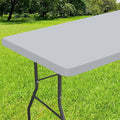 Smiry Rectangle Tablecloth, Elastic Fitted Flannel Backed Vinyl Tablecloths for 4ft Folding Tables, Waterproof Wipeable Table Covers for Indoor, Outdoor, Picnic and Camping (Light Grey, 24"x48")