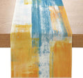Orange and Blue Table Runner 13x72 Inch Modern Abstract Art Painting Kitchen by ZCHOMI