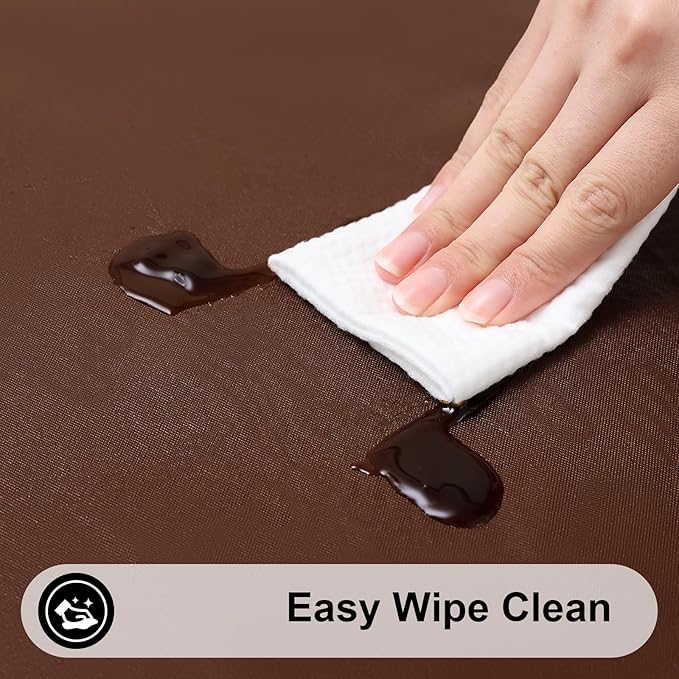 Smiry Rectangle Tablecloth, Elastic Fitted Flannel Backed Vinyl Tablecloths for 8ft Folding Tables, Waterproof Wipeable Table Covers for Indoor, Outdoor, Picnic and Camping (Coffee, 30"x96")
