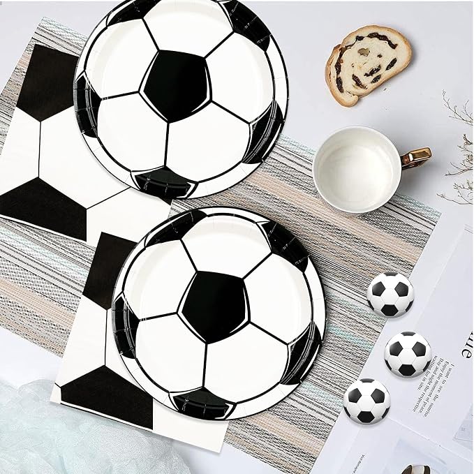 50PCS Soccer Plates and Napkins, 7inch Disposable Tableware Set | Soccer Themed - Image 2