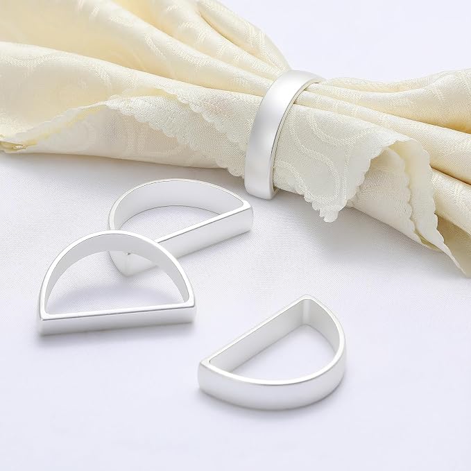 KPOSIYA Napkin Rings Set of 12, Metal Silver Napkin Rings Bulk - Image 4