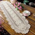 Laivigo Handmade Crochet Lace Oval Lucky Flower Tablecloth Table Runner Doilies by Laivigo