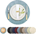 Round Faux Leather Placemats and Coasters, Reversible Heat Resistant Non-Slip by LANDVIEW