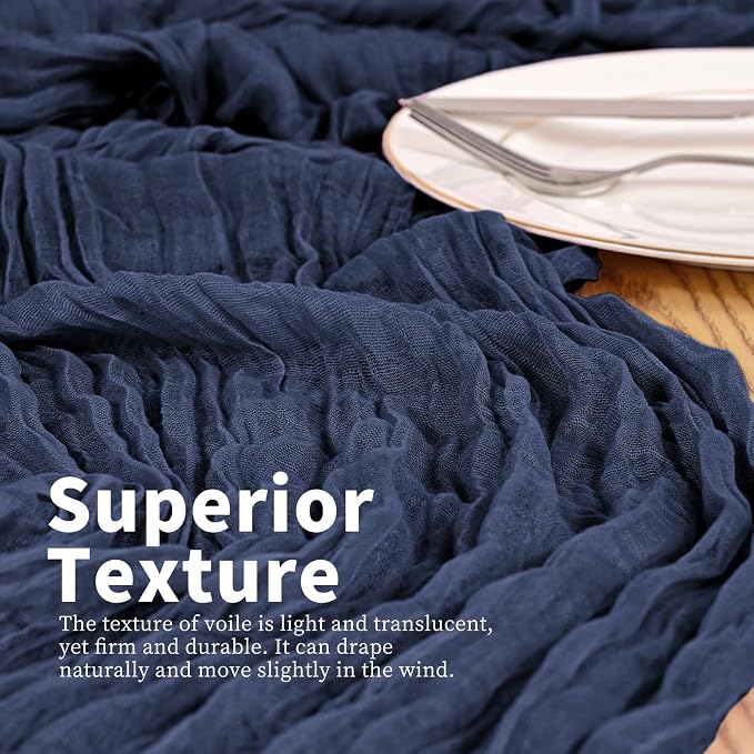 4 Pack Navy Blue Table Runner 17 x 108inch Cheesecloth Table Runner Boho Gauze - Image 2