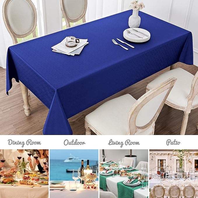 Rectangle Tablecloth Waterproof 52x70 inch Linen Textured Table Cloth Stain and Wrinkle Resistant Washable, Decorative Fabric Table Cover for Dining, Party and Camping, Royal Blue