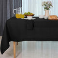 D'Moksha Homes Black Linen Tablecloth 60 x 144 Inch - 100% Pure Linen Table Cloth for Rectangle Tables - Machine Washable Tablecloth for Spring, Easter