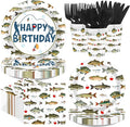 250Pcs Gone Fishing Birthday Party Decorations, Serves 50 | Gone Fishing Plates by Greencian