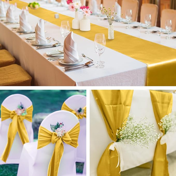 Aneco 4 Pack Satin Table Runner 12 x 108Inch Long Bright Silk and Smooth Fabric - Image 6