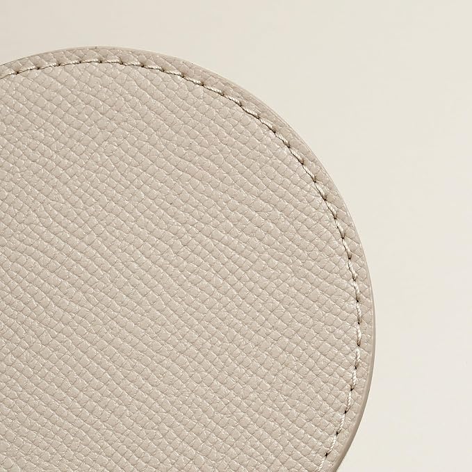 OLETHA Aesthetic Round Drink Coasters, Ivory | Faux leather coasters - Image 3