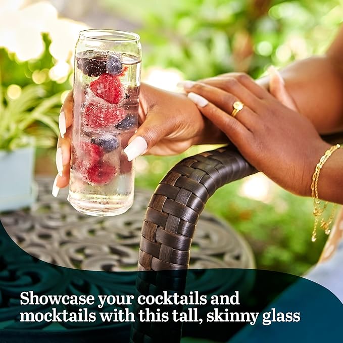 Libbey Classic Slim Beer Can Glasses, 12.5 oz Tall Drinking Glasses Set of 6 - Image 2