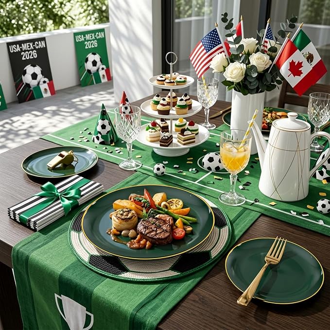 KIRE 350PCS Green and Gold Plates - Image 7