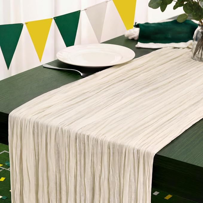1 Pack Ivory White Cheesecloth Table Runner 120 Inch Boho Wedding Decor | by Fixwal
