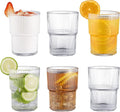 6PCS Ribbed Drinking Glasses, 14Oz Stackable Glass Cup Set by BJMEDYM
