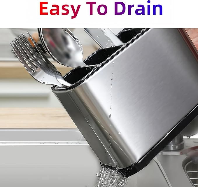Utensil Holder,Stainless Steel Caddy Counter,Spoon holder,4 Compartments Silverware Caddy,Capacity Flatware Spoon Fork Tool Cutlery Holder