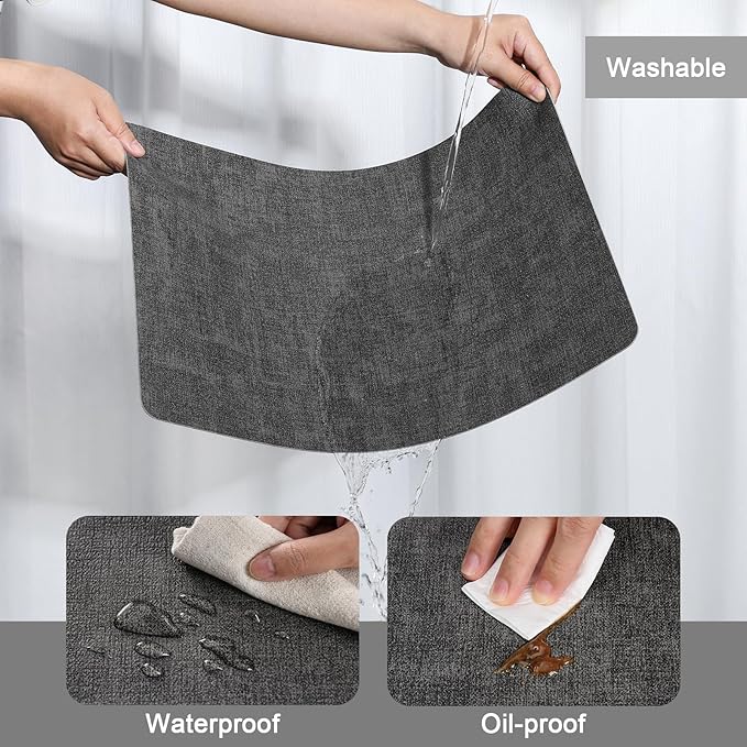 Myir JUN Placemats Dual Sided, Faux Leather Place Mats Set of 4 Indoor Placemats for Dining Table Outdoor Placemats Square Non-Slip Washable Table Mats (Gray, Set of 4)