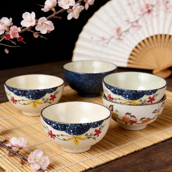 clothmile 4.5 Inch Japanese Retro Rice Bowls Set of 6 Japanese Style - Image 4
