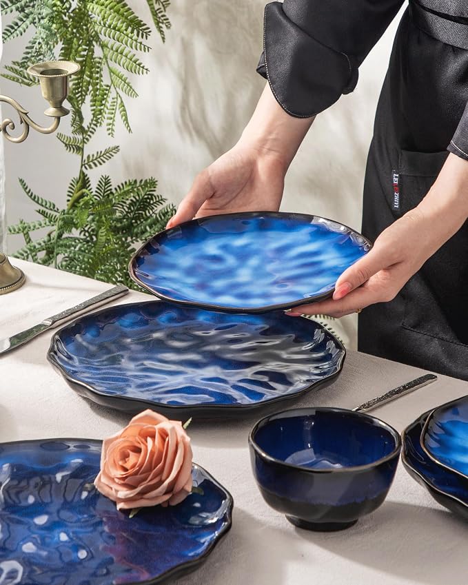 4-piece set, natural active glaze plate and bowl set, microwave and dishwasher - Image 5