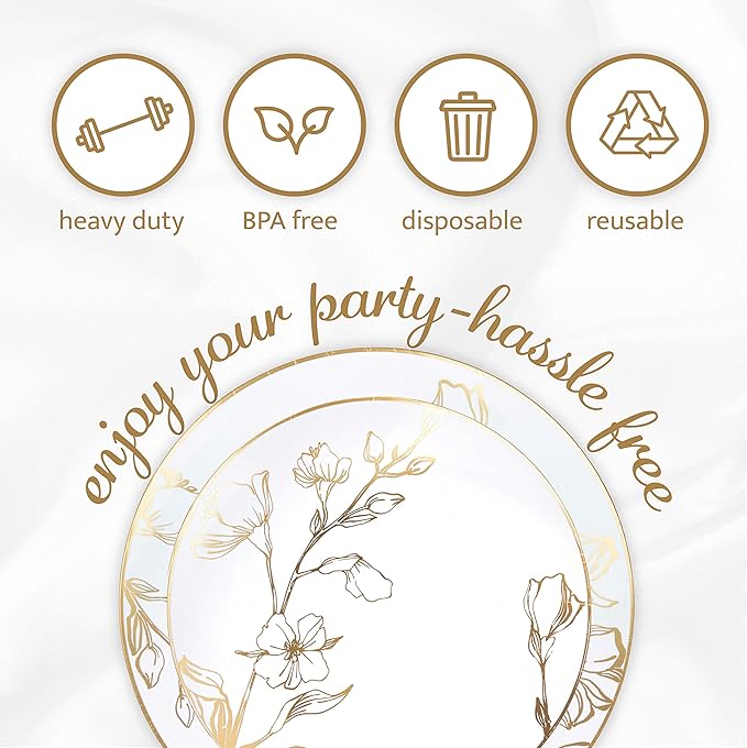 PLASTICPRO White Plastic Design Party Plates Premium heavyweight Elegant - Image 6
