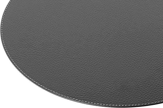 Nikalaz Round Placemats Set (Pack of 4) Recycled Leather Table Mats 15 inches, Kitchen Dining Table Decor by Nikalaz (Black)