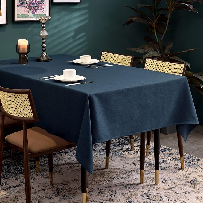 BALCONY & FALCON Square Table Cloth – Waterproof, Wrinkle-Resistant & Dust-Proof Farmhouse Tablecloth for Dining, Kitchen, Party Decorations, Outdoor Patio, Baby Shower (Dark Blue, 55" x 55")