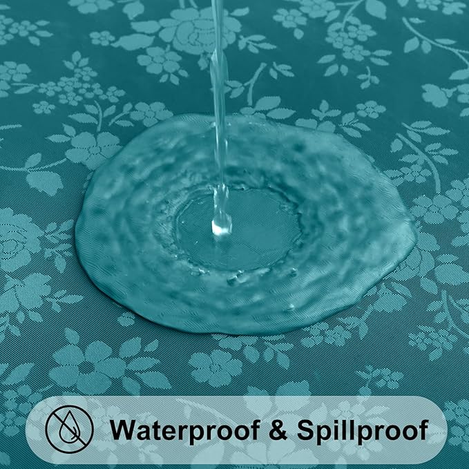 Smiry Rectangle Table Cloth, Waterproof Heavy Duty Vinyl Tablecloths, Wipeable Washable Table Cover for Kitchen, Dining (Emerald Green, 60" X 126")