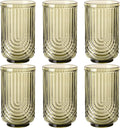 Green Vintage Drinking Glasses Set of 6-17oz Hand-Blown Highball Ribbed by TrophyToast