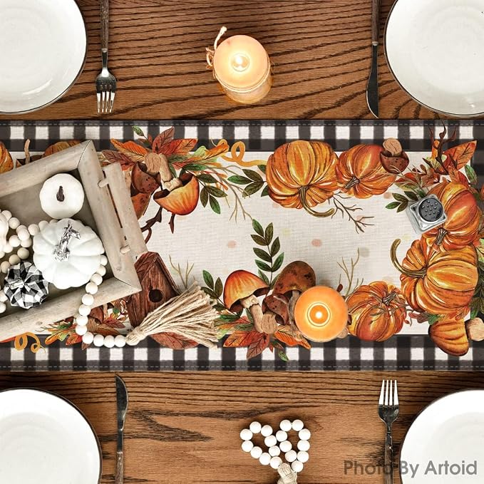 Artoid Mode 210 GSM Fall Table Runner 13x72 Inch Home Party Decor | Buffalo - Image 4