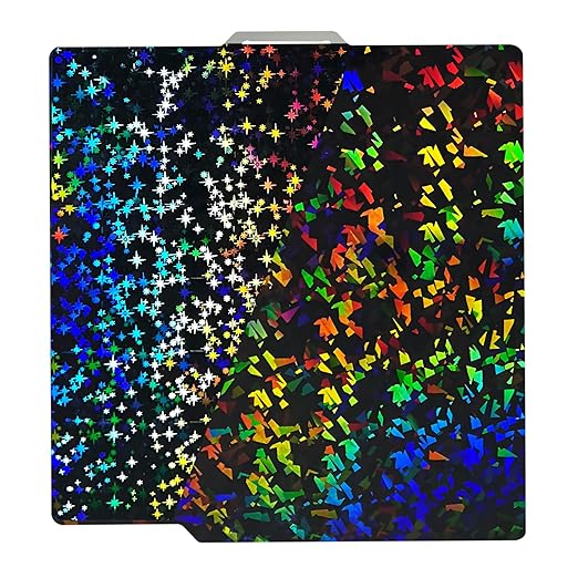 Rainbow Confetti PEF+Galaxy PEY Smooth Build Plate for Bambu Lab X1 X1C X1E P1P P1S P2S A1, Double Sided Textured Spring Steel Sheet Flexible Plate for Bambu Lab 3D Printer 257x257mm