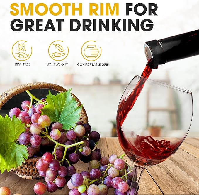 Colored Red Wine Glasses Set of 4 - Elegant Long Stem Wine Glass - 13.3oz (Rose Pink)