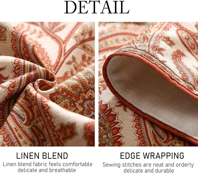 Designer French Linen Extra Long Table Runner, Cashew Pattern, Dining Table - Image 5