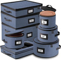 Fine China Storage Containers, 8 Piece Quilted Dish Storage Containers by HearthHarbor